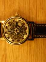 Zegarek Skeleton analogowy quartz szkło z dwóch stron odkryty męski.