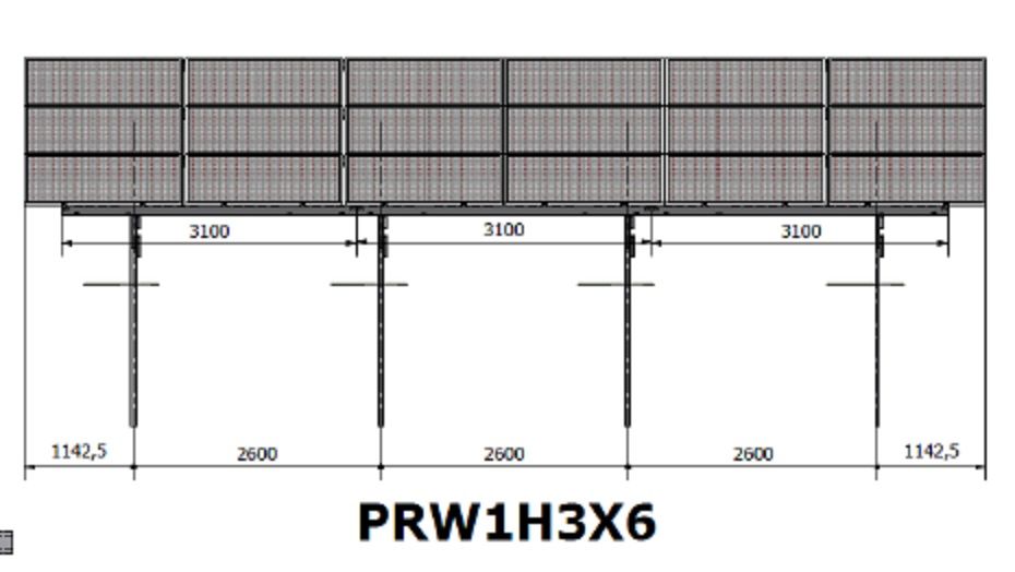 Konstrukcja pod panele fotowoltaiczne jednopodporowa PRW1H3x6