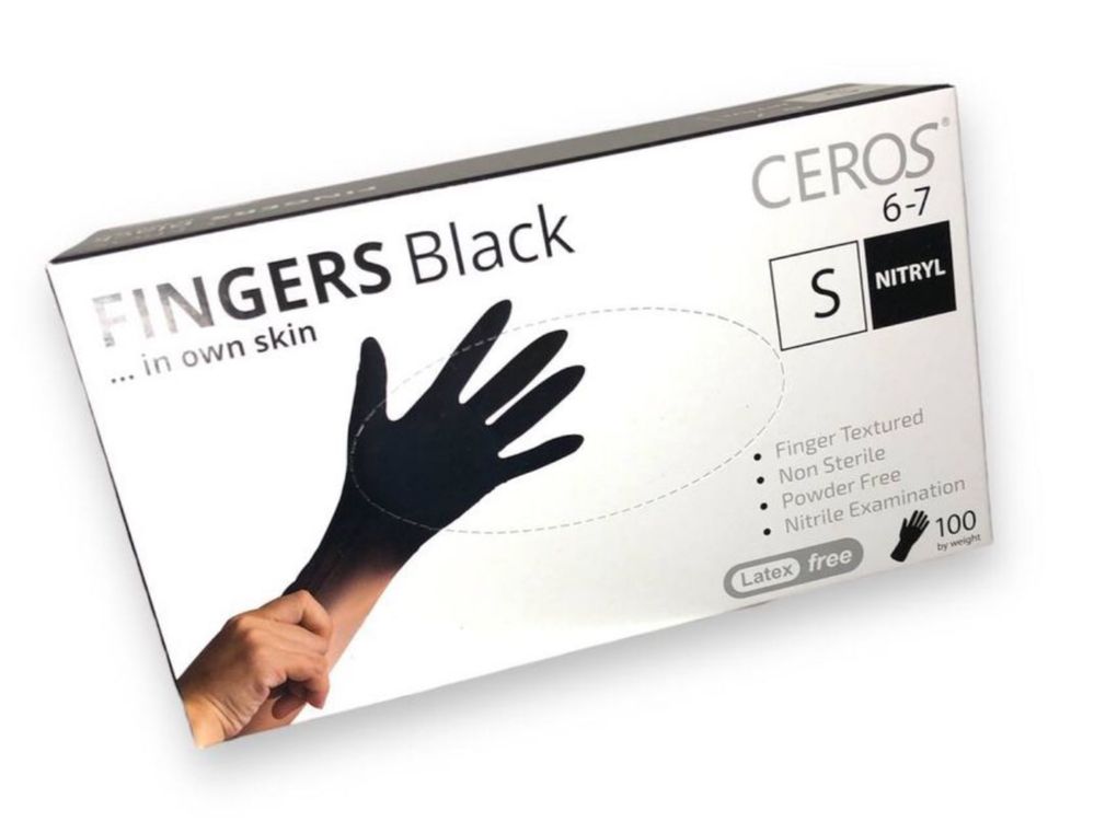 Нітрилові рукавички чорного кольору Ceros Black 3.6 г розмір М