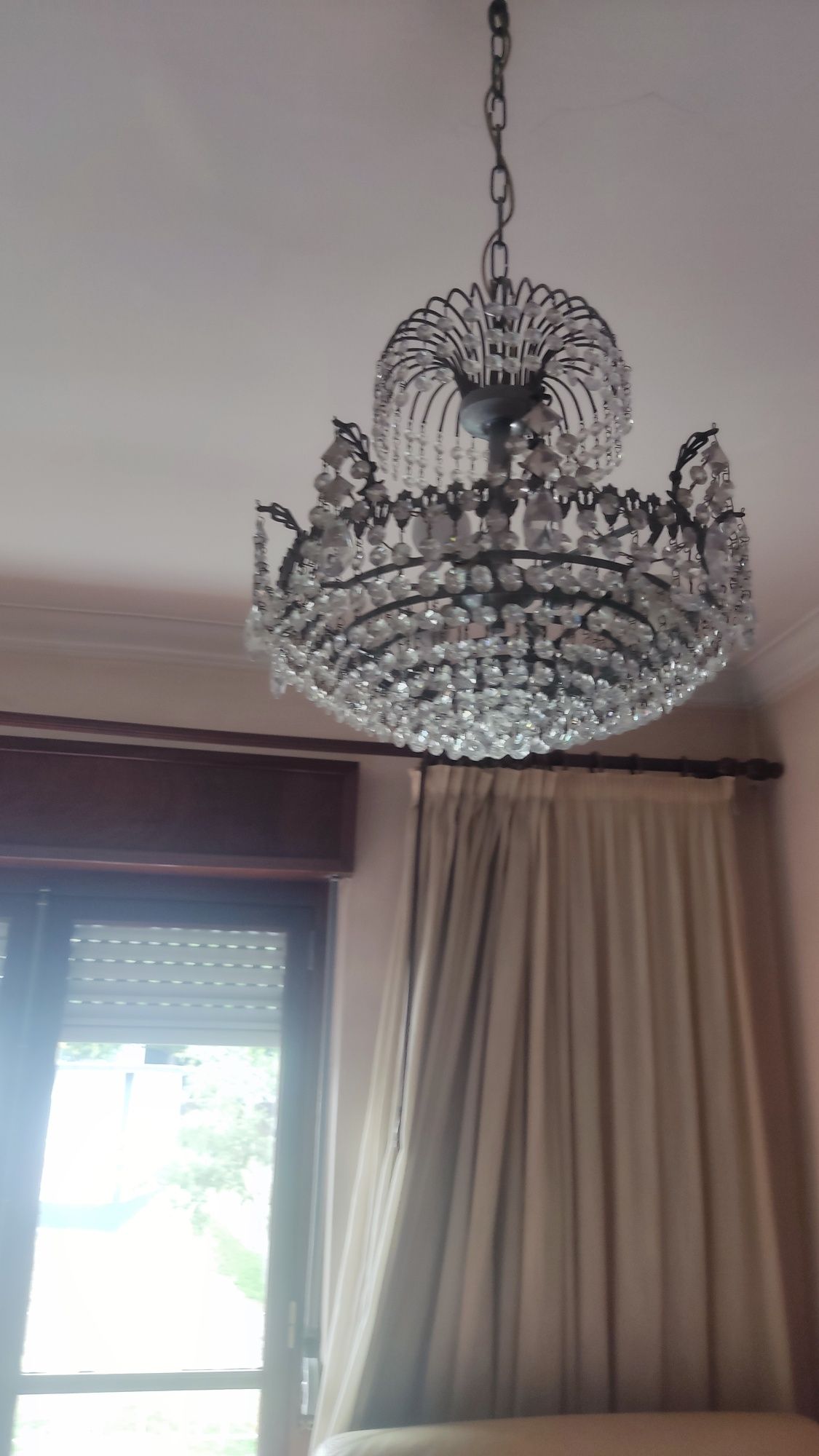 Candeeiro em cristal suportes cromados