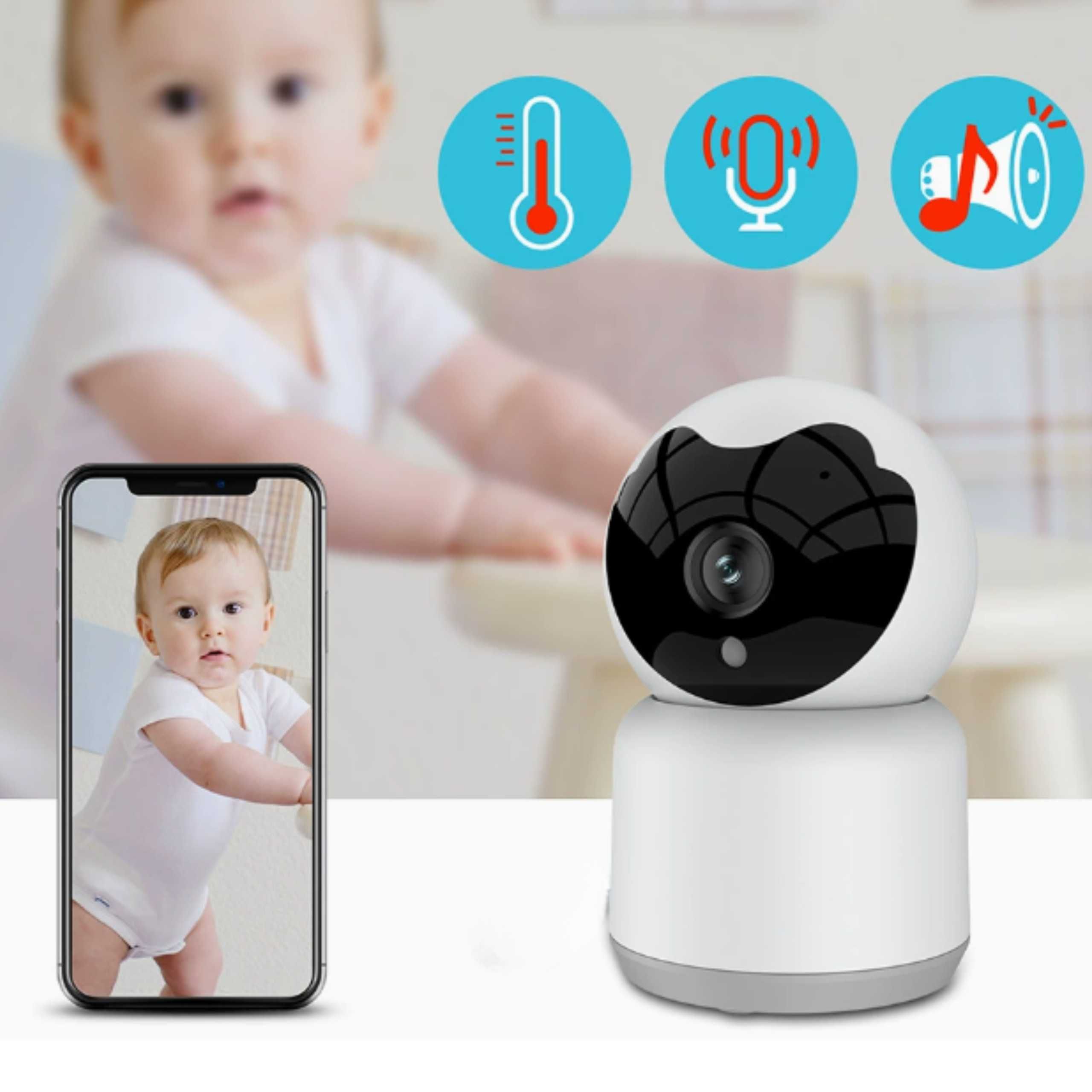 Elektroniczna Niania Kamera Obrotowa Baby Monitor Tryb Nocny HD WI-FI