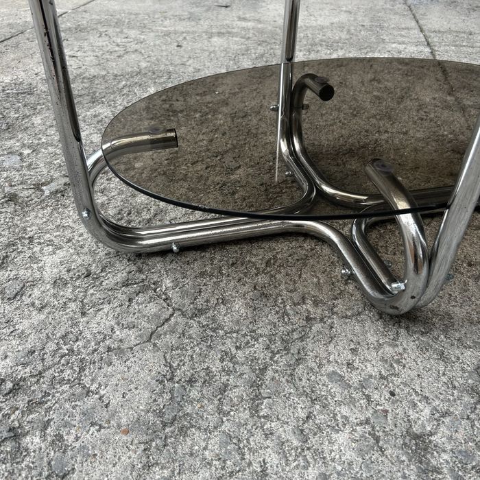 Mesa de Centro Vidro Fumado Cromada Vintage
