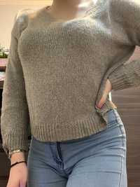 sweter sweterek krótki h&m krebrno brazowy 38 M