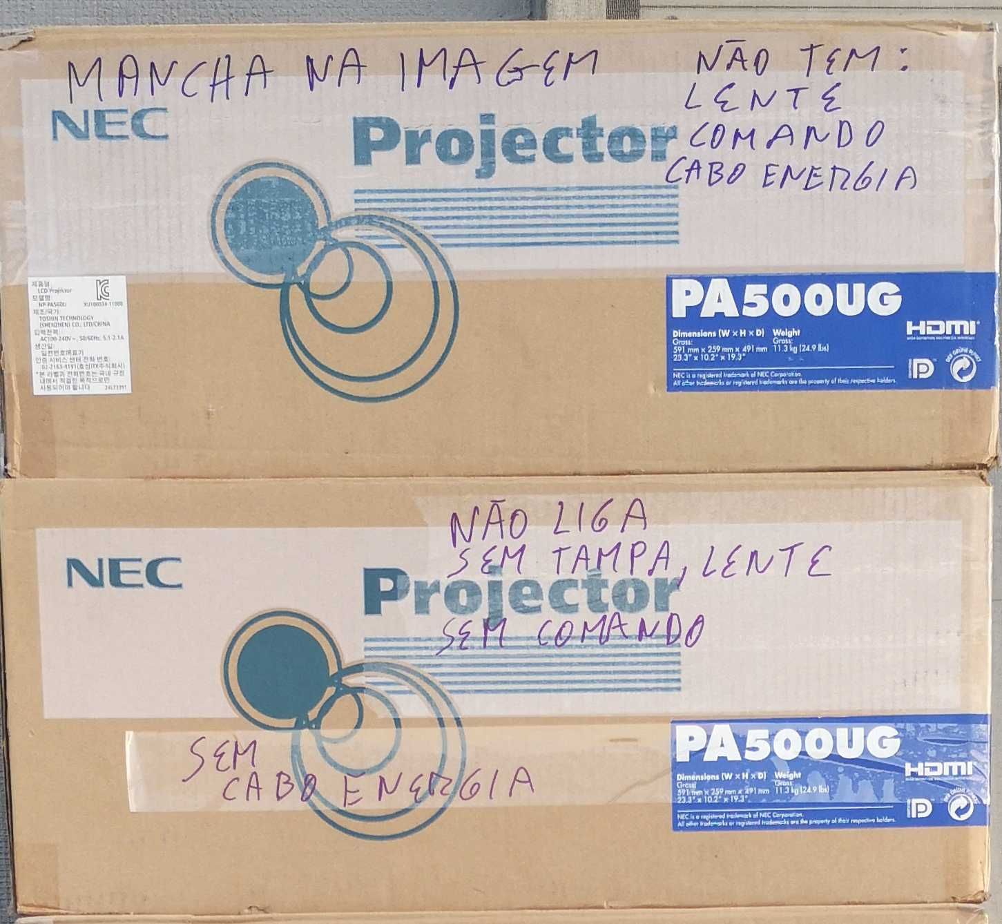 Projetor NEC500UG com avaria