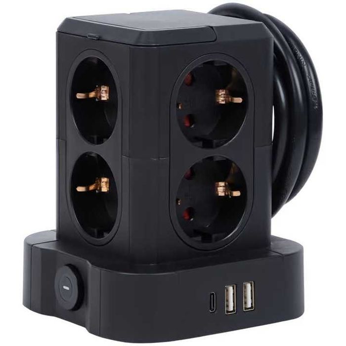 Przedłużacz rozdzielacz listwowy Promax 1,4 m 8 szt. gniazd czarny