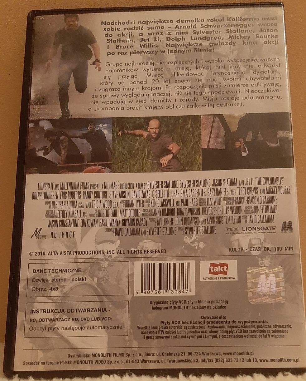 Niezniszczalni film na 2 VCD Stallone Willis Statham Rourke