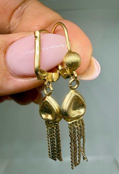 Złote kolczyki wiszące serca 585 3,55g 4cm / NowyLombard / Raków