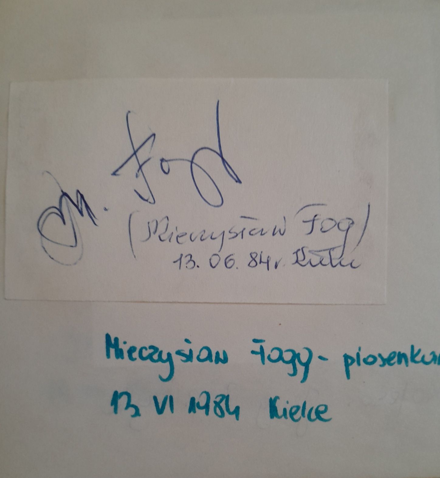 Autograf Mieczysław Fogg