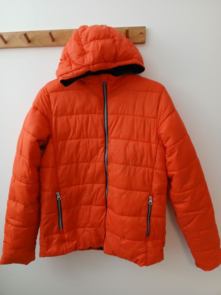 Zimowa kurtka z kapturem puchówka puffer 164cm