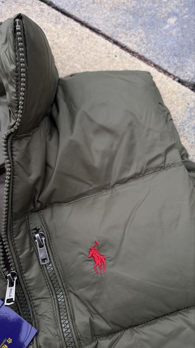 Пухова жилетка мужская шо polo ralph lauren хаки олива камо безрукавка