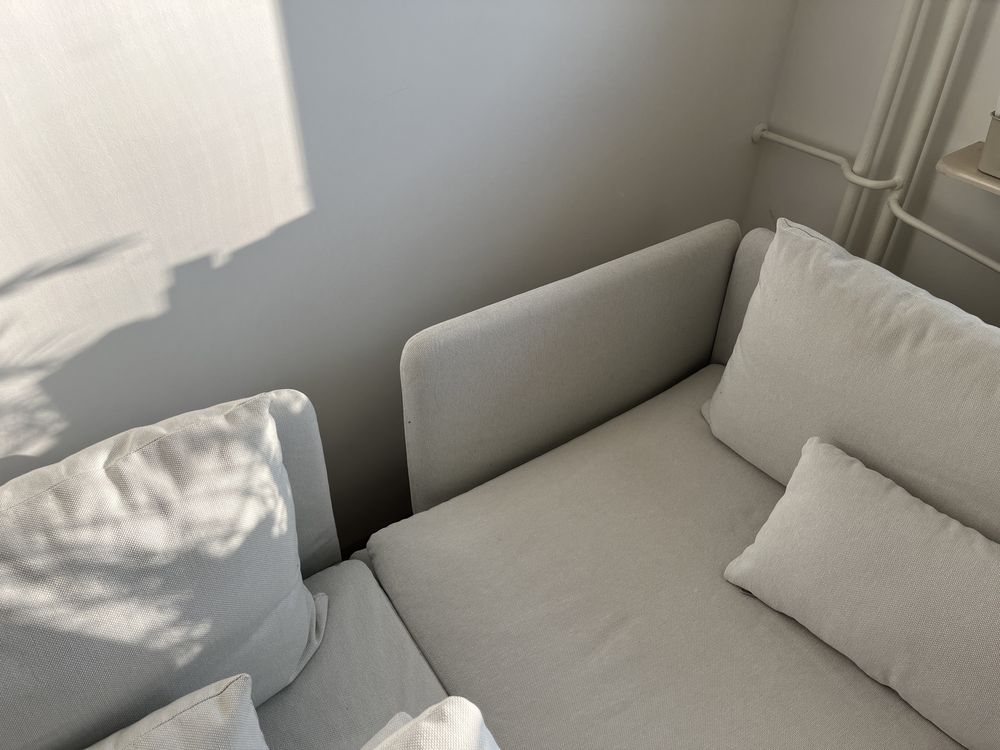Sofa Ikea Soderhamn Finnsta biały 3 os. + 1 os. + pokrycie Lejde szary