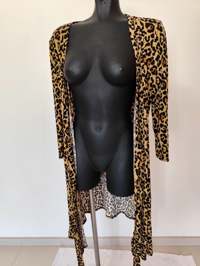 Vestido aberto de padrão leopardo - Mango (Tam. L)