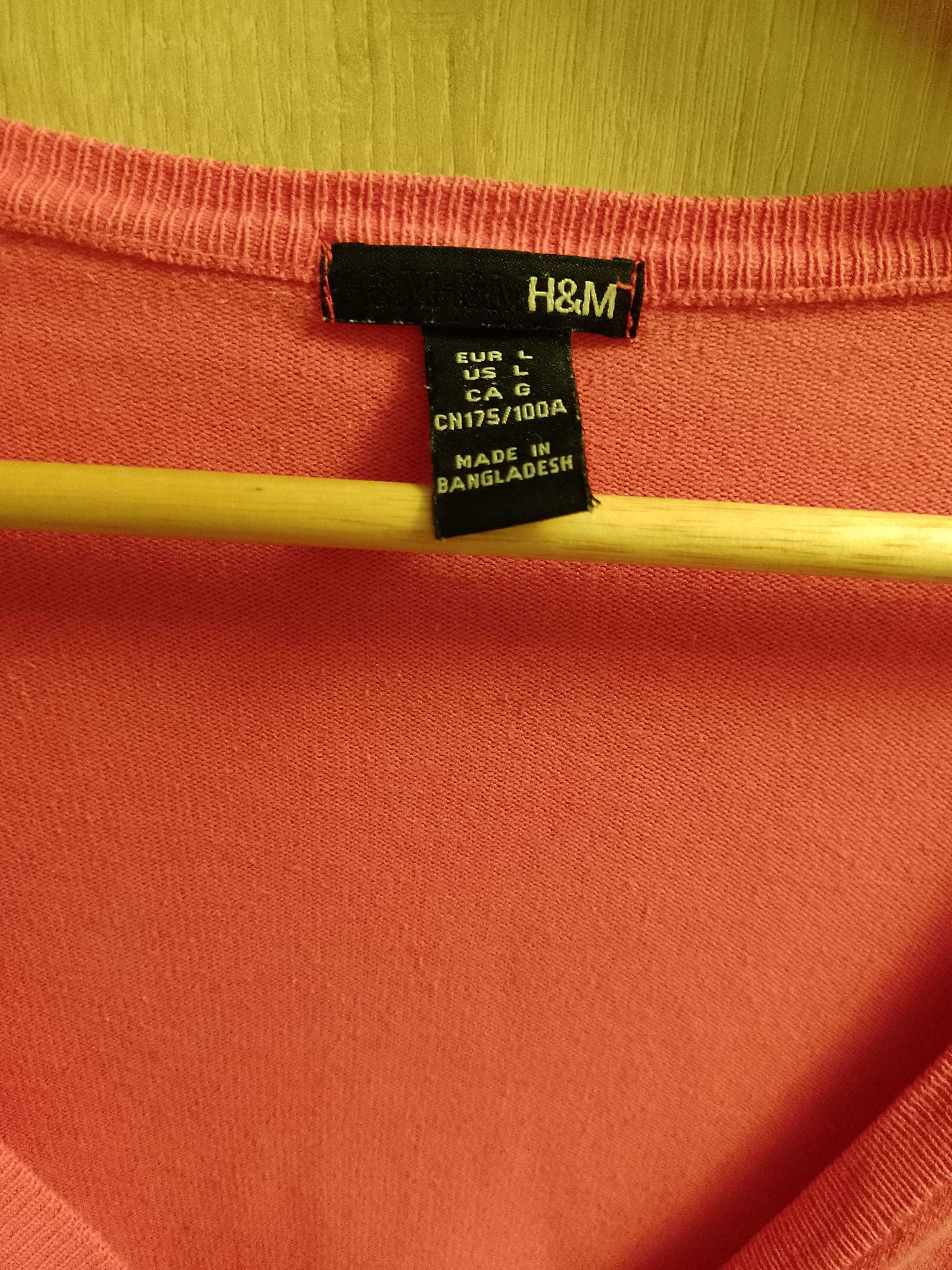 Sweter sweterek H&M damski rozpinany różowy L