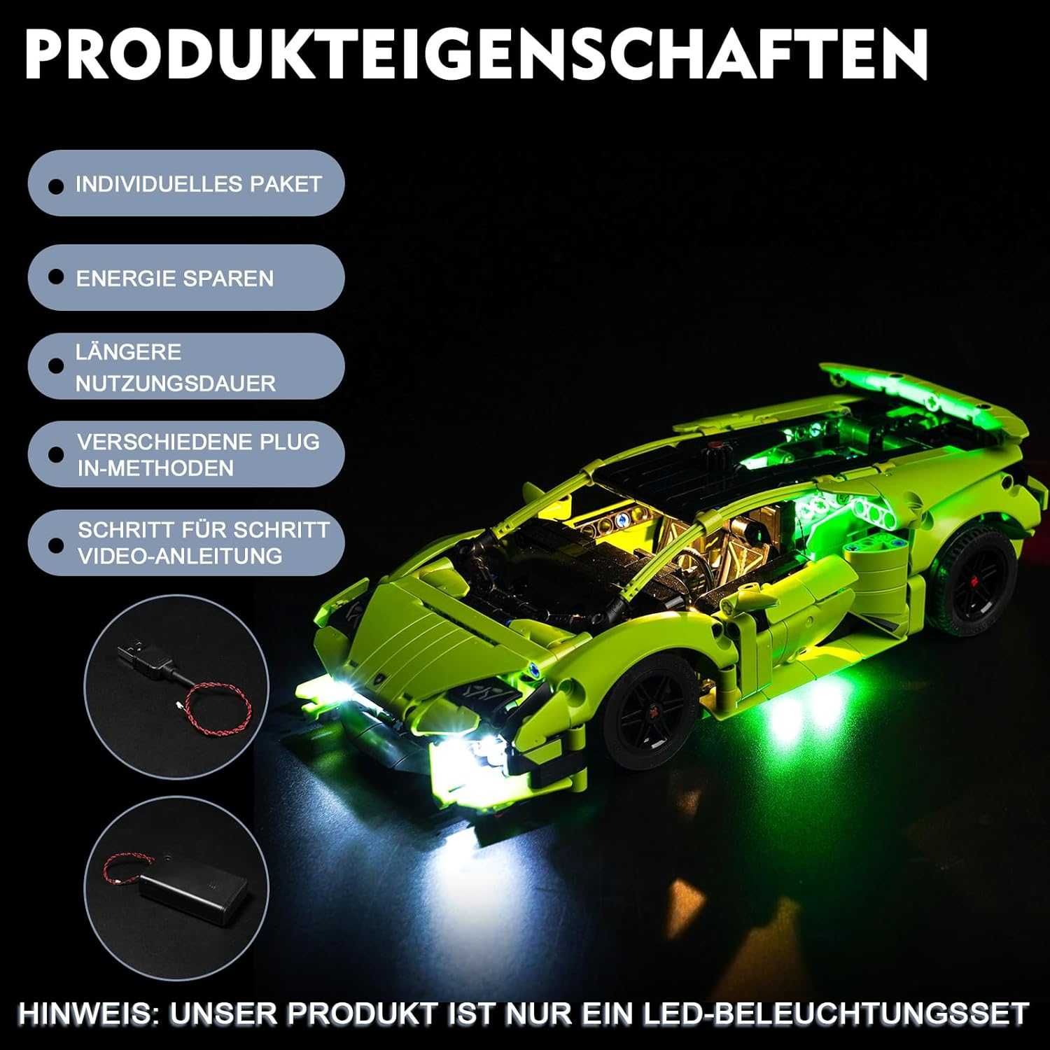 Zestaw oświetlenia do LEGO Technic Lamborghini Huracán Tecnica 42161