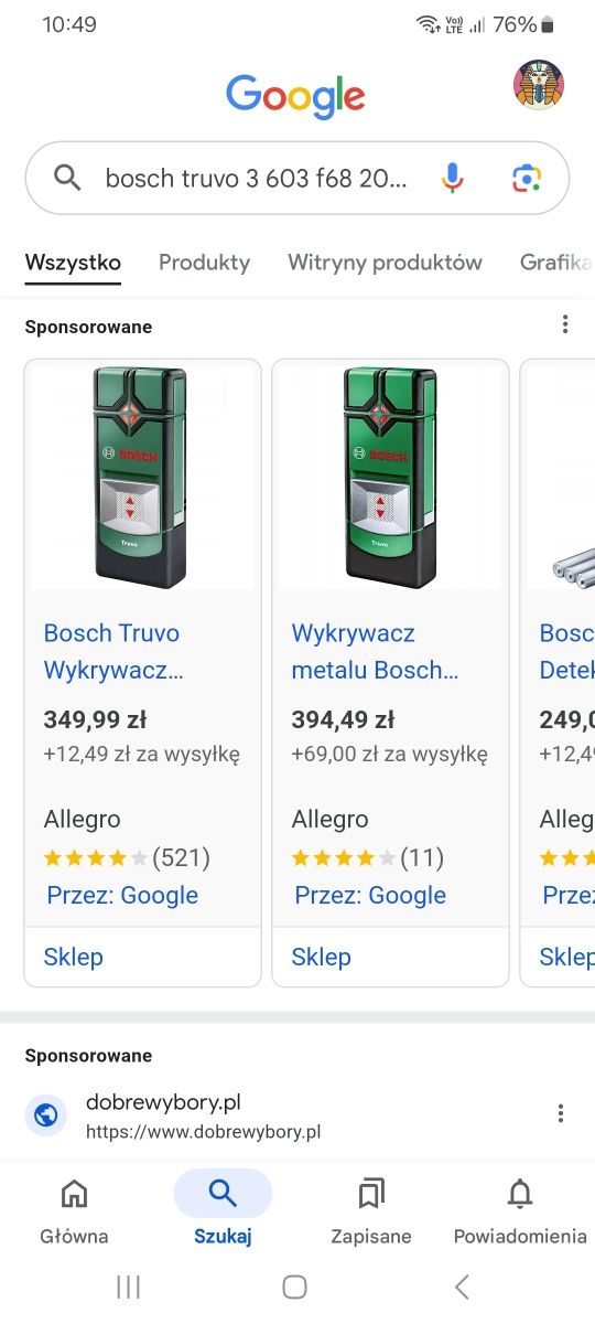 Detektor, wykrywacz metali, kabli,rur Bosch Truvo