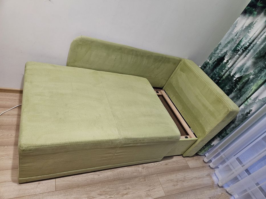 Tapczan rozkładany ZIELONY sofa fotel wersalka