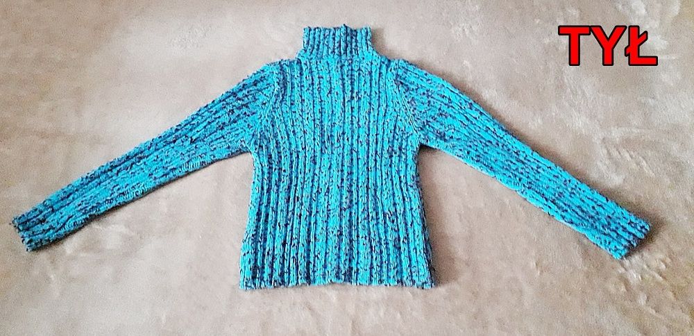 NOWY Sweter rozsuwany, ciepły błękitno-czarny