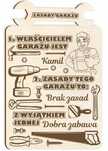 Zasady garażu - tabliczka grawerowana, nowa z imieniem. A4