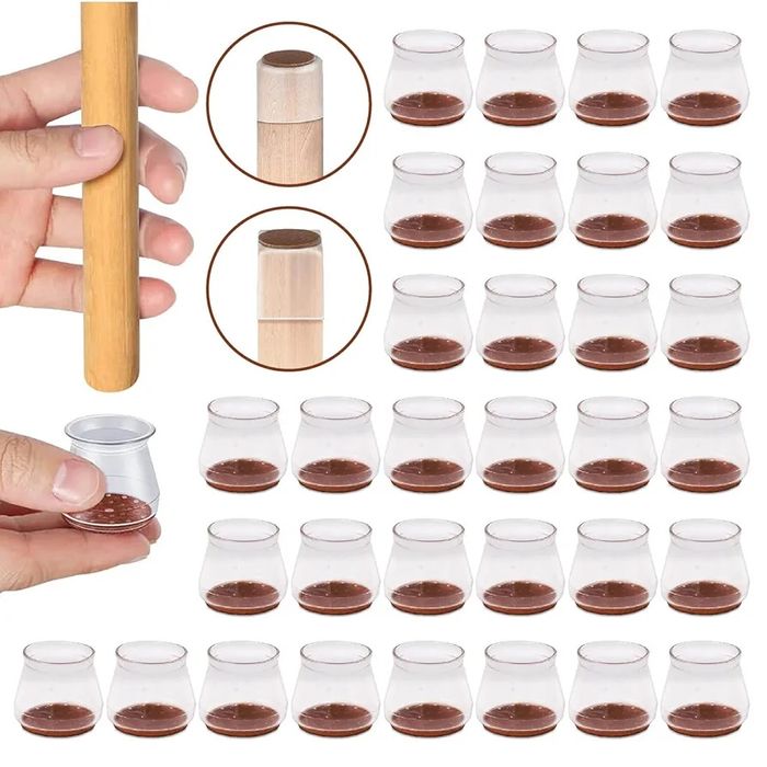 Silikonowe nakładki podkładki pod nogi krzesła 32szt rozm L O68