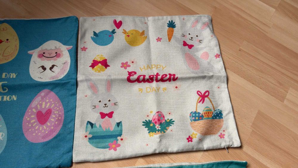 Zestaw czterech ozdobnych wielkanocnych poszewek 45x45