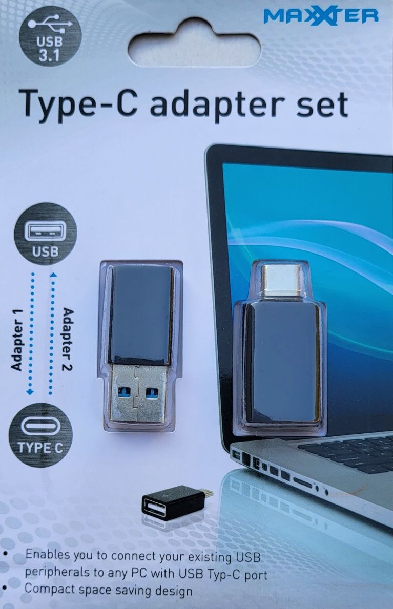 Nowy zestaw adapterów 2szt USB 3.1 C - USB na C oraz  C na USB