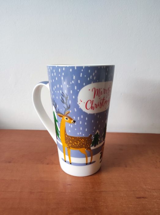 Duży pojemny kubek świąteczny z uchem renifer merry christmas