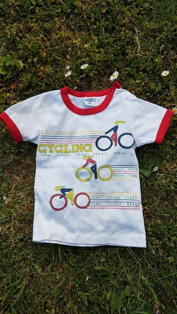 Koszulka dla dziecka rowery biała vintage