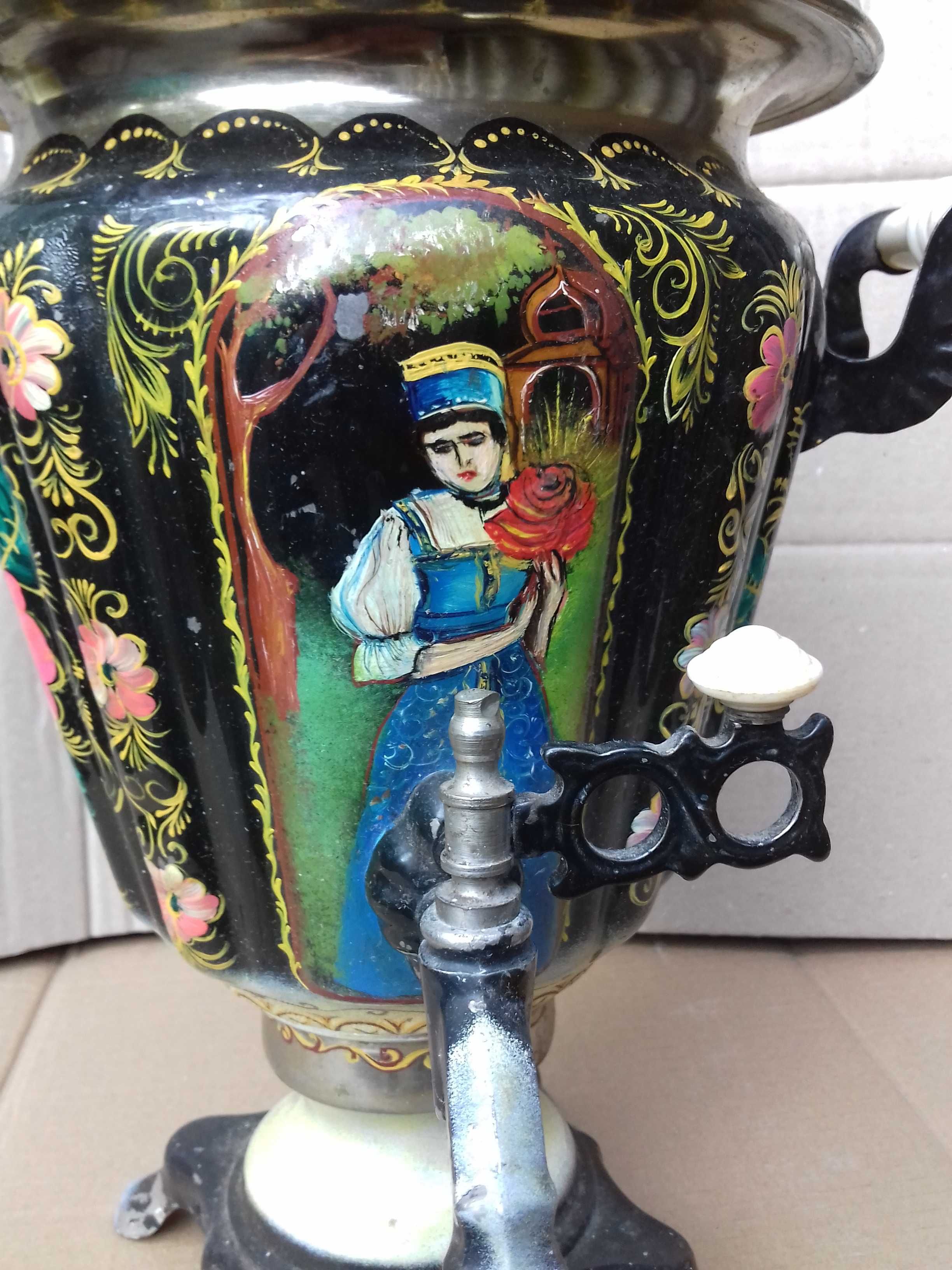 Красивый расписной самовар СССР ручная роспись