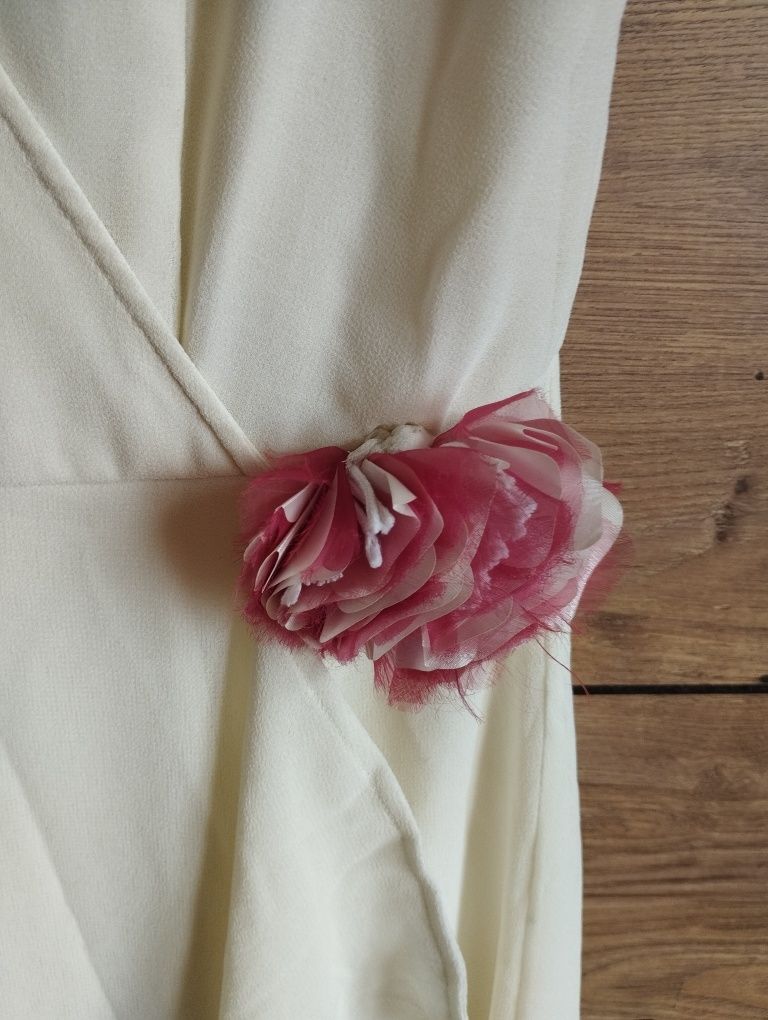 ASOS 40 maxi długa sukienka balowa na wesele kremowa