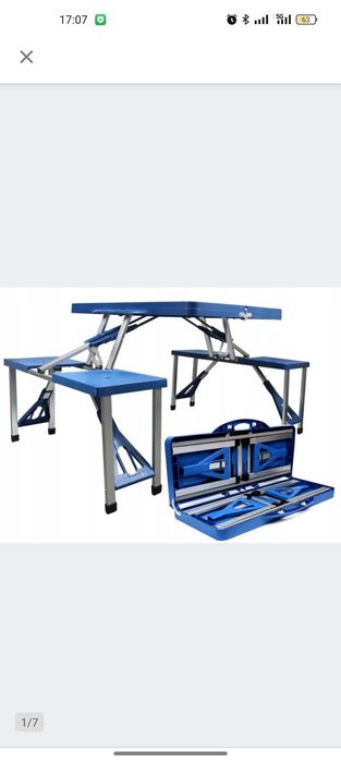 Stolik turystyczny rozkładany z krzesłami w walizce