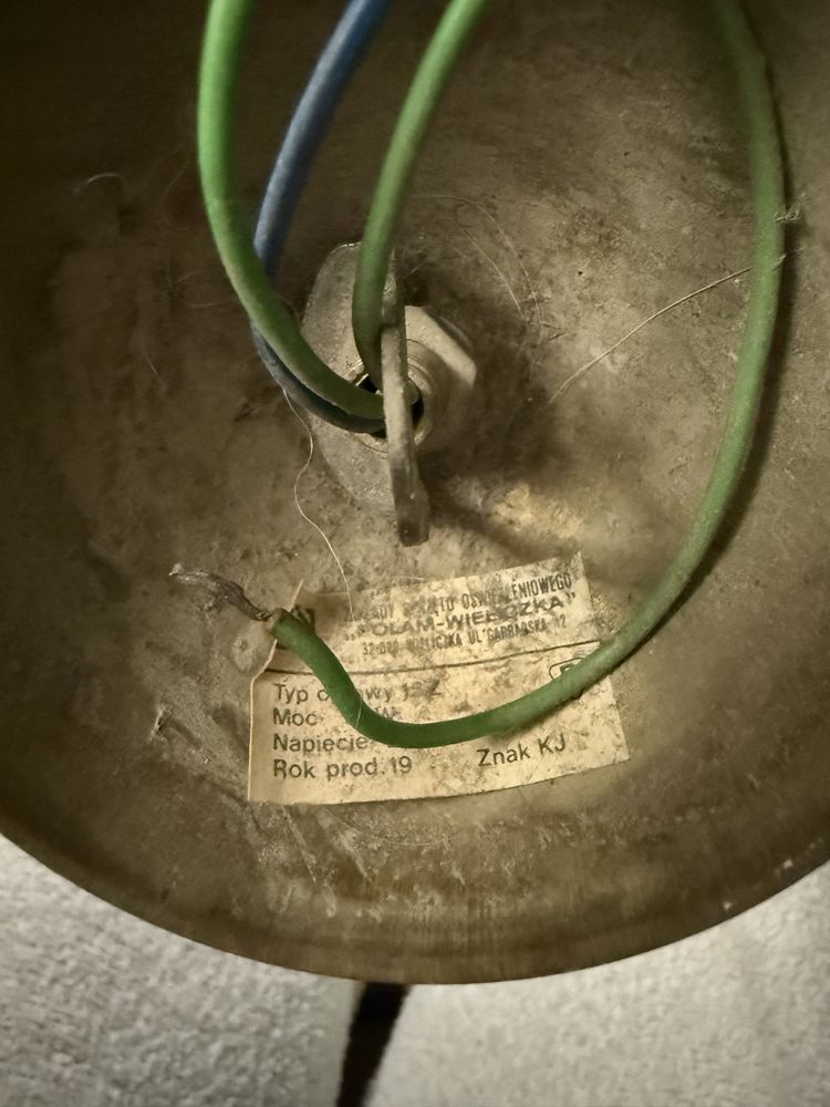 Lampa żyrandol mosiężna PRL złota vintage retro Wieliczka