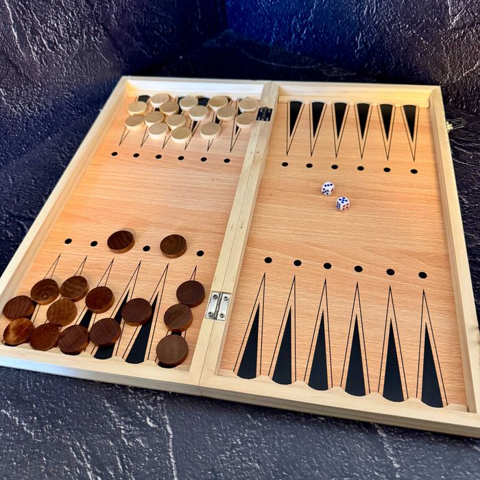 Набор шахматы, шашки, нарды 3 в 1 W7724B (доска 39x39 см)