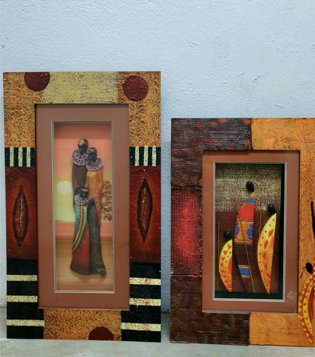 2 Quadros decorativos estilo familia MASAI