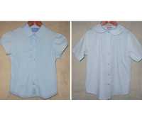 Рубашка блузка школьная для девочки голубая короткий США 146 152 158