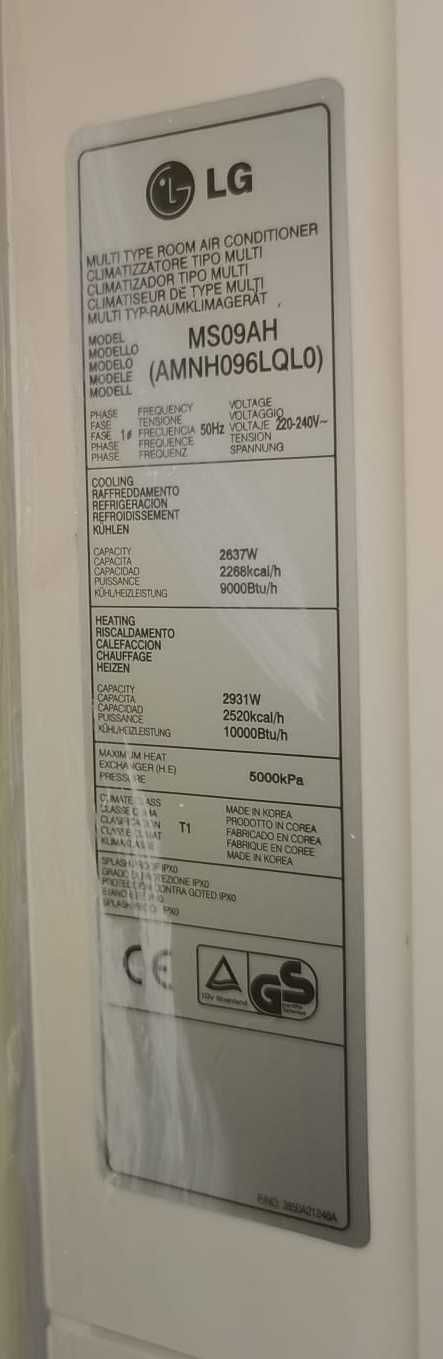 Ar condicionado Unidade interna LG a funcionar 9000 btus