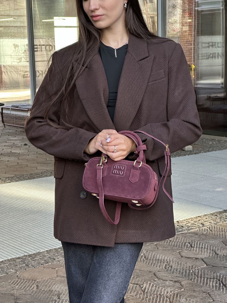 Torebka Miu Miu Arcadie Suede Burgundy