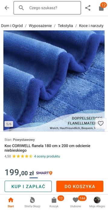 Koc CORIWELL flanela 180 cm x 200 cm