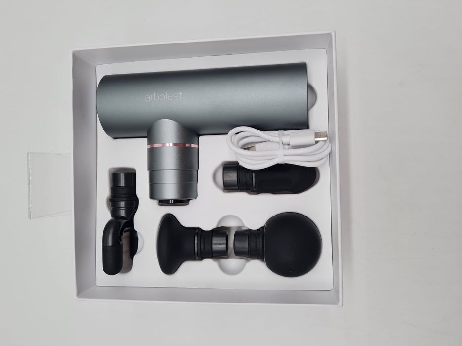 ARBOLEAF Mini Masażer Pistolet 3200rpm 0,47kg 4 Końcówki USB-C Cichy
