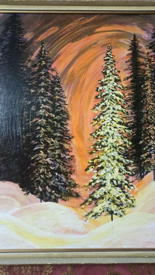 Картина Зимовий ліс акрил досить велика