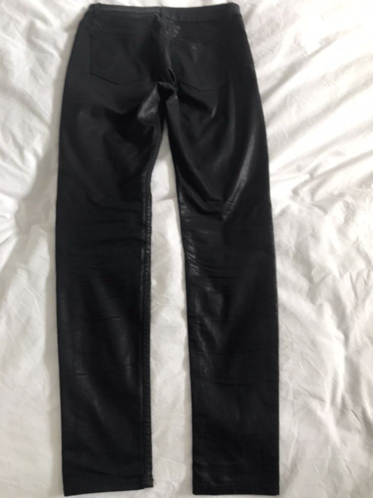 spodnie H&M czarne woskowane