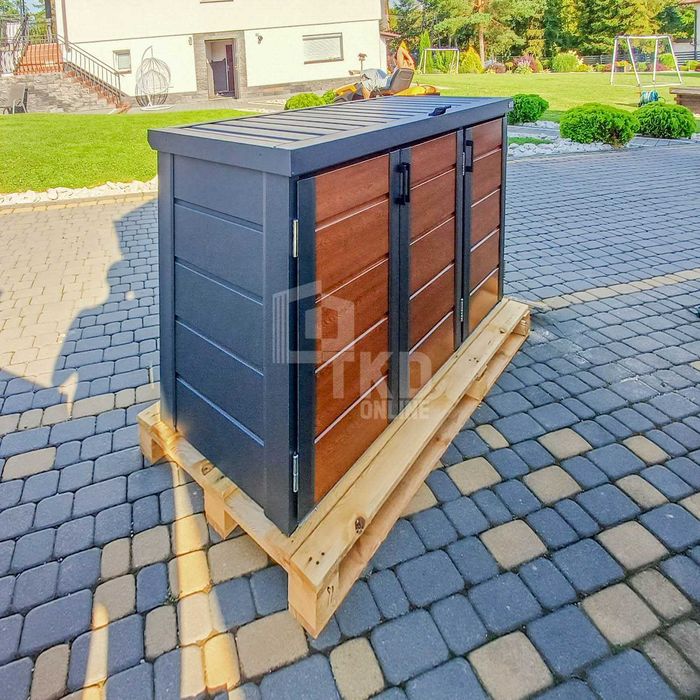 Zabudowa Koszy Na Śmieci Wiata Obudowa 207X80X120 Cm 3X240L Tkd346