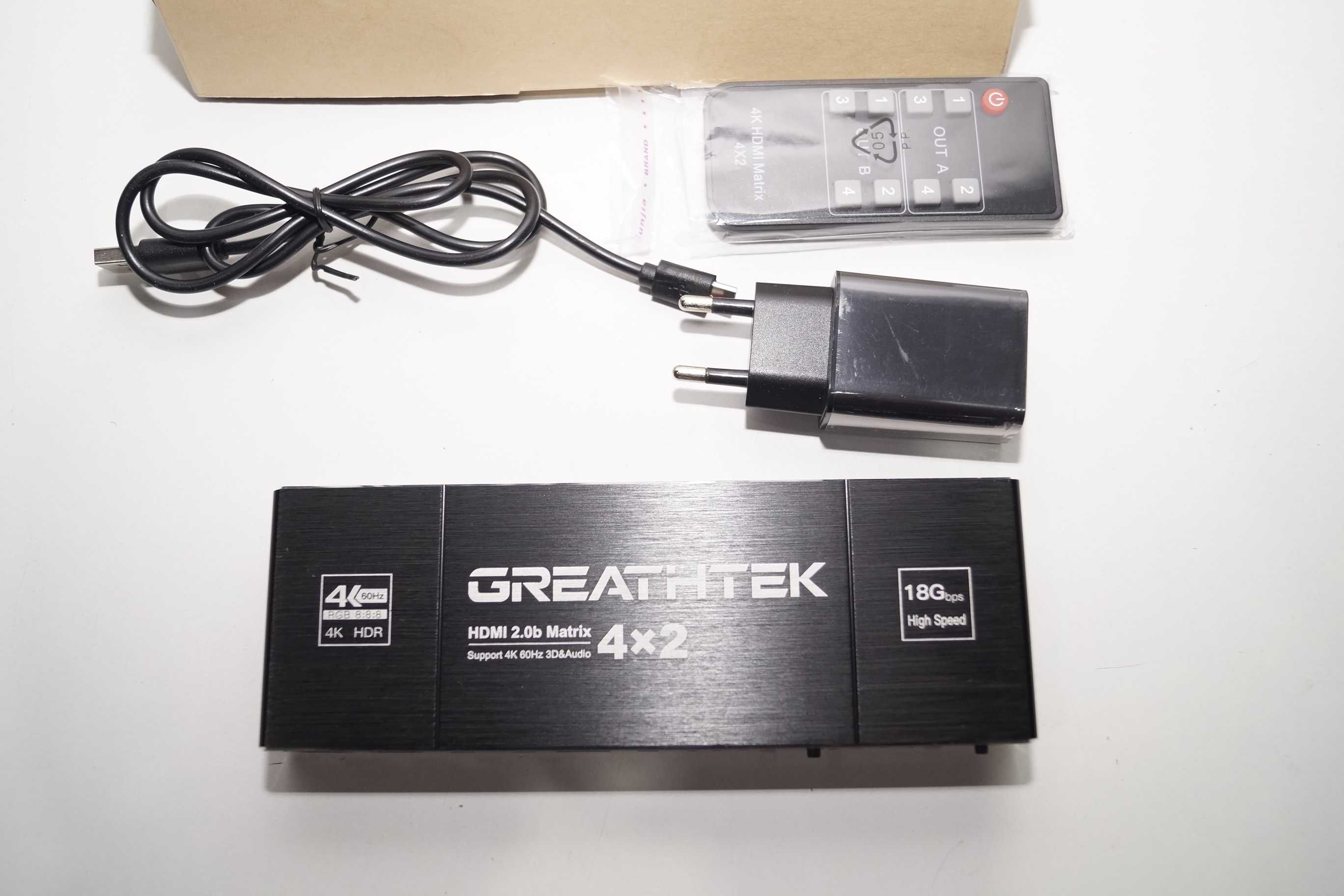 Przełącznik HDMI Matrix 4X2 4K 60Hz 3D Audio GREATHTEK