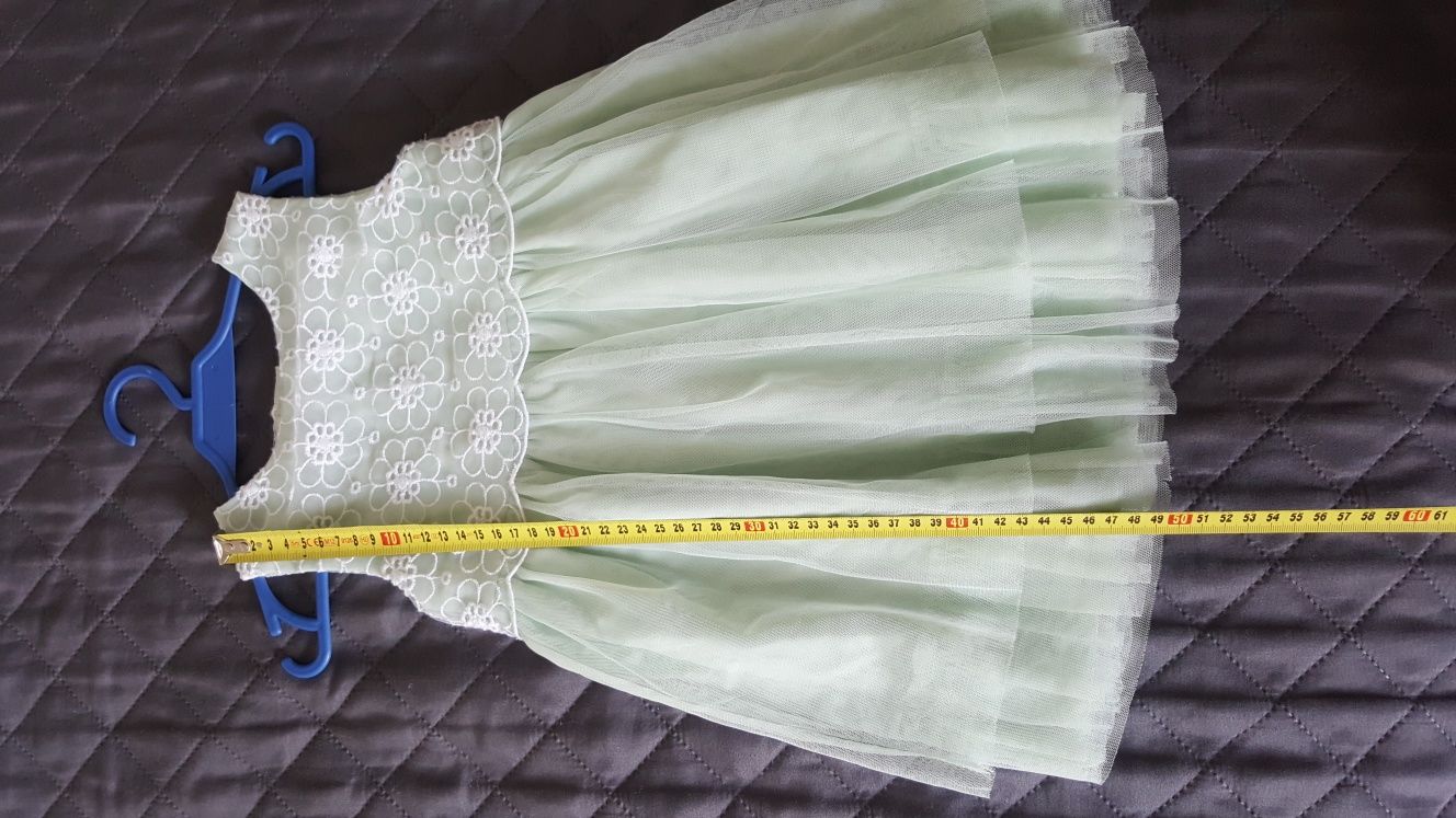 Sukienka sukieneczka pastelowa na wesele elegancka tiul miętow