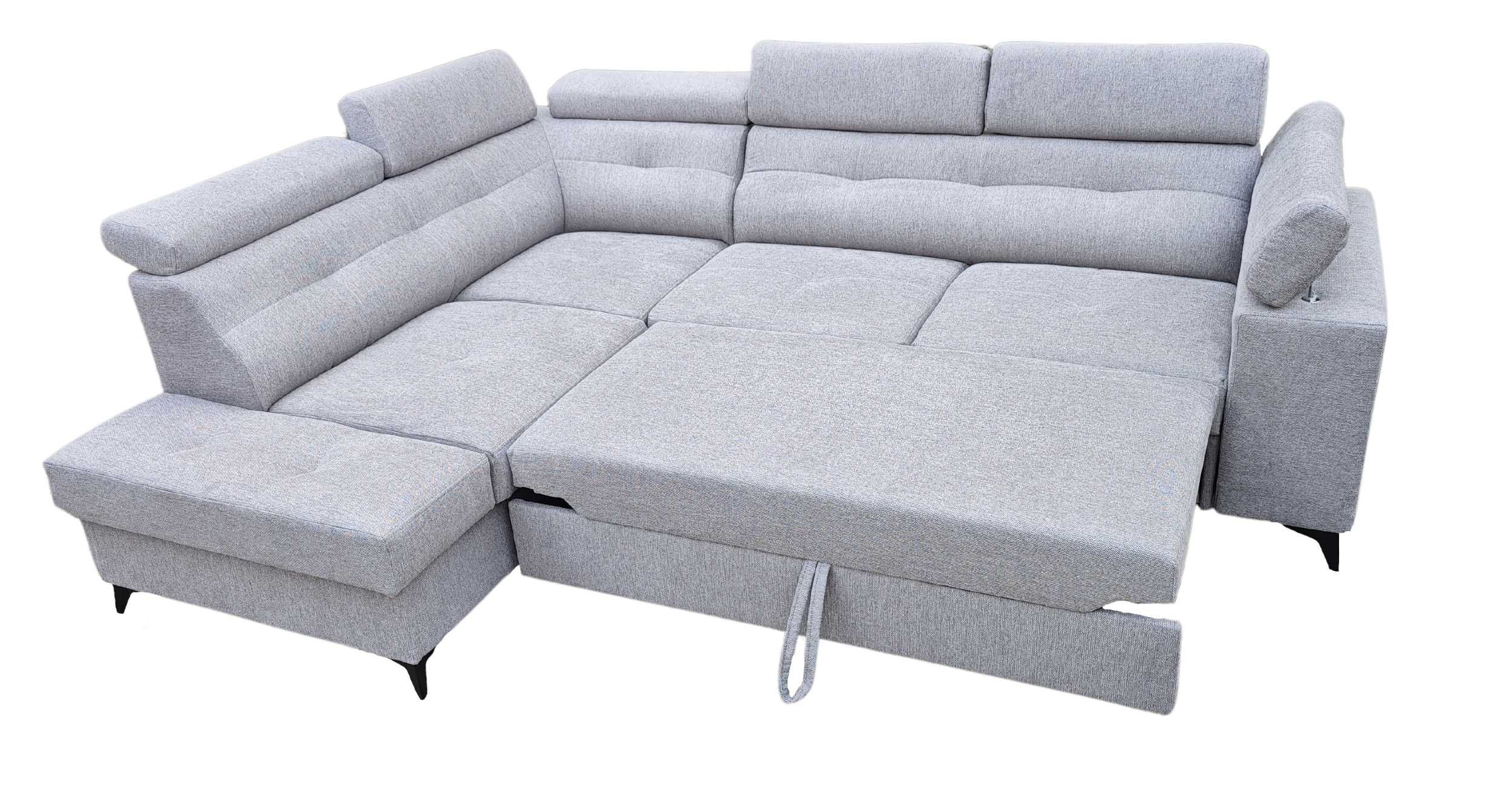 Duży Narożnik Sofa Porto II, Pikowany, wygodny, Gąbka HR, Sprężyny