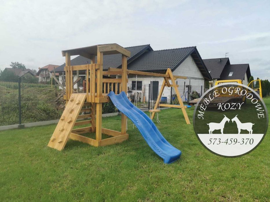 PROMKA! Drewniana huśtawka ogrodowa z grubych bali / Plac zabaw Stelaż