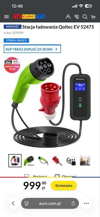 Ładowarka do samochodu elektrycznego Qoltec 52475