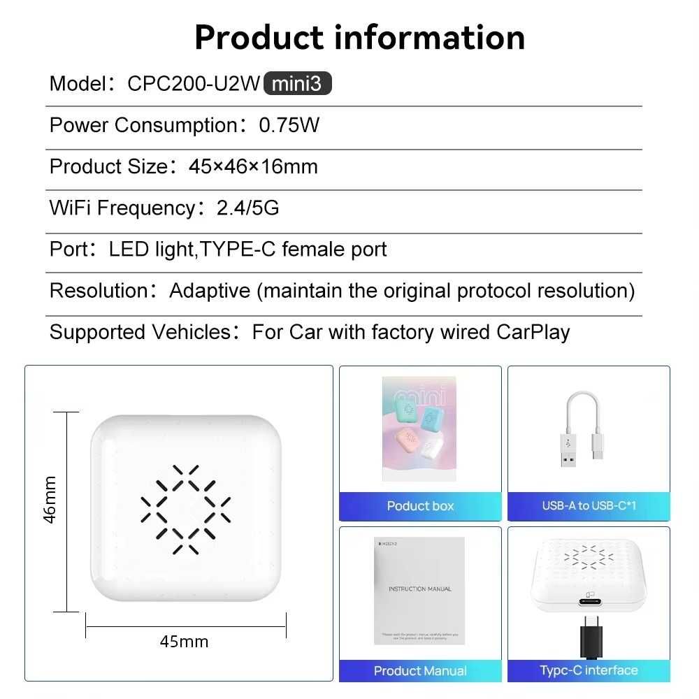 Адаптер для беспроводного Apple CarPlay - CarlinKit Mini 2