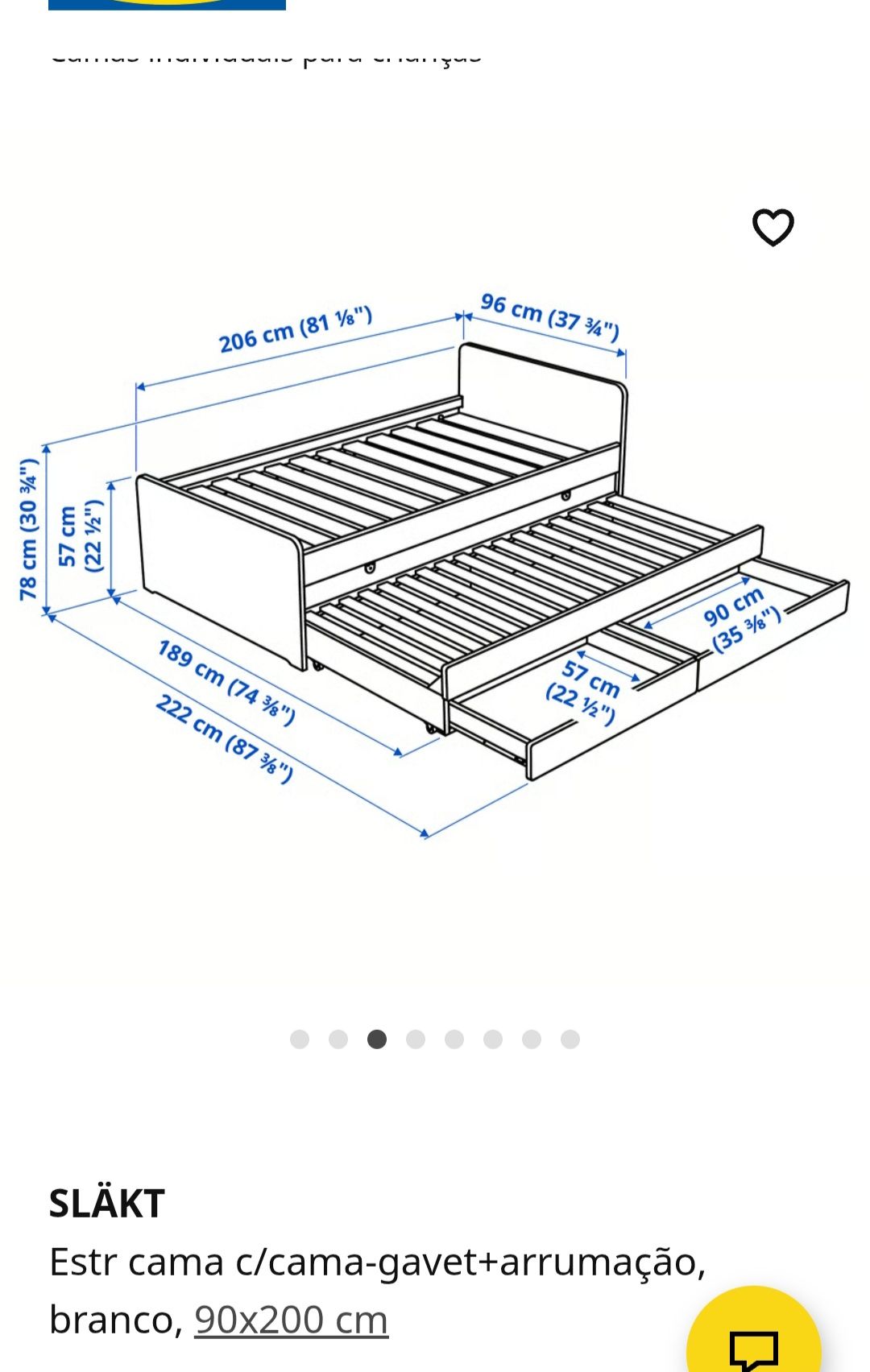 Cama de solteiro SLAKT  Ikea