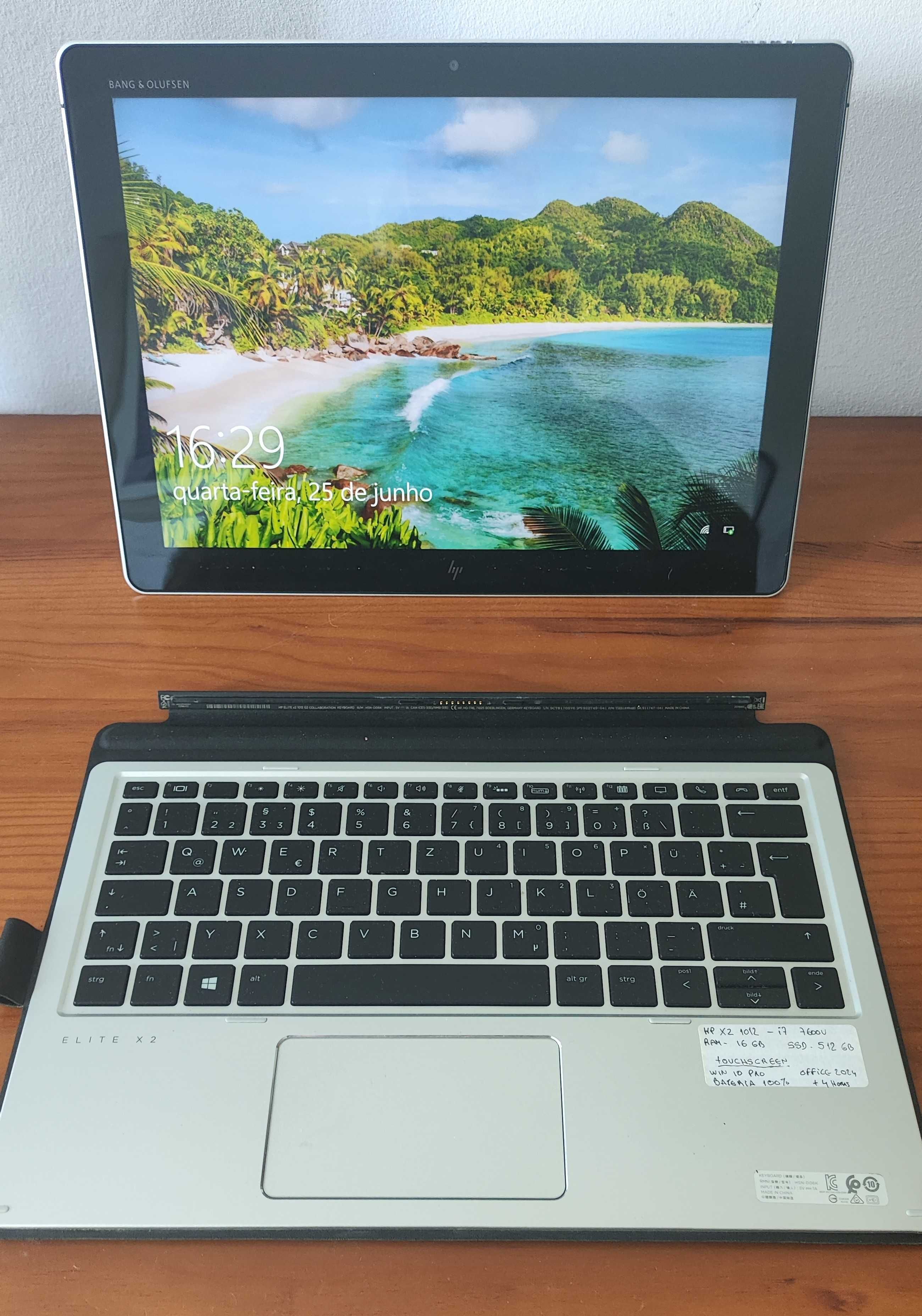HP Elite x2 1012 G2, i7-7600U, 16/512 GB, touchscreen