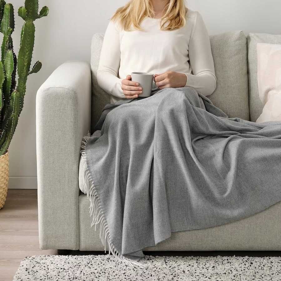 2 nowe kocyki Ikea Holmvi na balkon - koc, pled, narzuta, kocyk